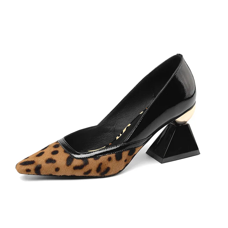 Y Mujer Casual Zapatos Fiesta Verano 2019 Mujeres Primavera Shallowed De Las apricot Extraño Piel Roma Tacón Moda Negro Fedonas xI1qB1