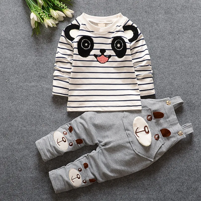 Одежда для маленьких мальчиков, изысканная детская одежда из хлопка с рисунком панды, одежда для маленьких девочек, комбинезоны, детские
