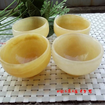 

China yellow jades carved cups of tea Kung Fu Bowls