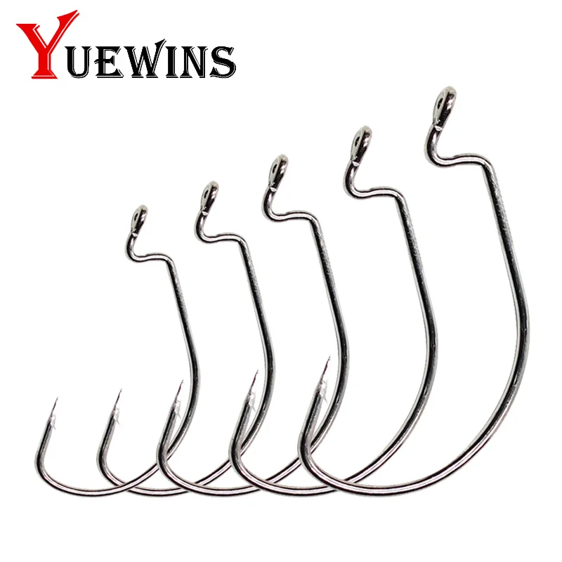 

Yuewins 10pcs/lot Fishing Hook Carbon Steel Wide Crank Fishhook for Soft Worm Fishing Lure 5/0#-4# Carp Fishing Tackle TP1051