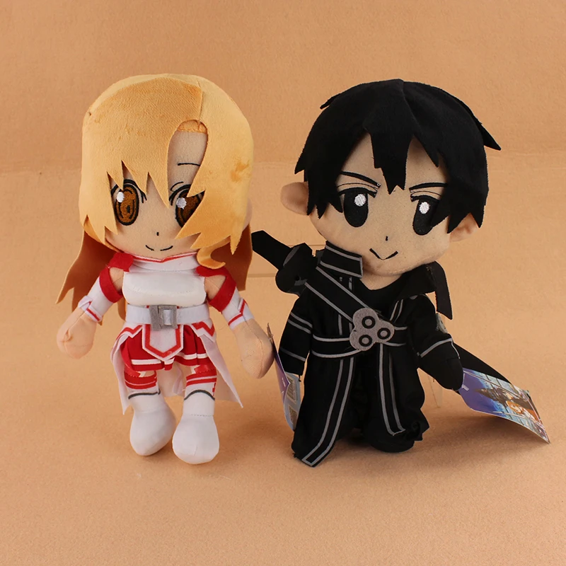 2 Styles 28cm Cute Sword Art Online SAO Kirigaya Kazuto Plush Toy Kirito Asuna Soft Stuffed