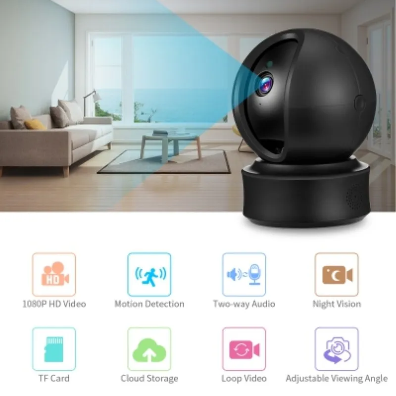 

ZD - CHI200S - F3 1080P HD Smart IP Camera with Night Vision 2-way Audio Adjustable Viewing Angle for Home Security