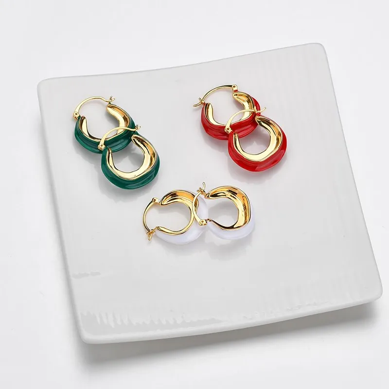 

France Enamel Colored Irregular Circle Earrings kolczyki kupe
