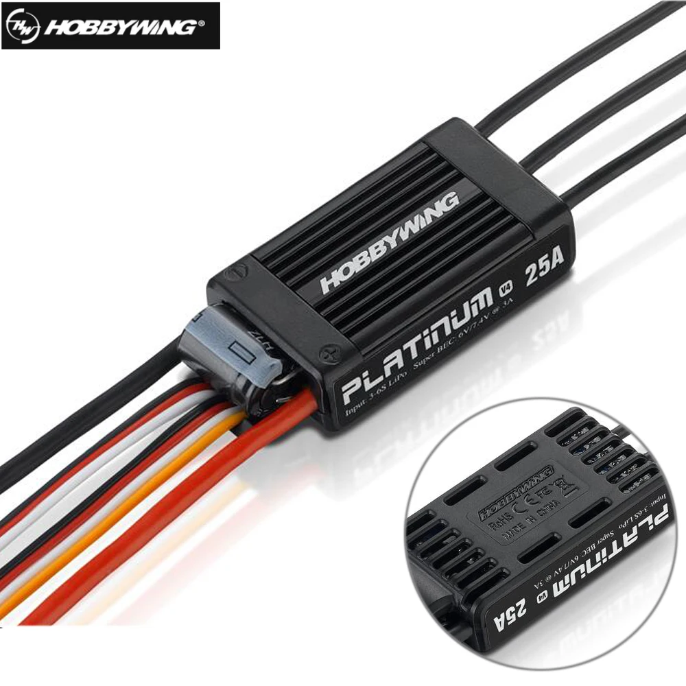 Оригинальный бесщеточный электронный контроллер скорости Hobbywing Platinum 25A V4 ESC для