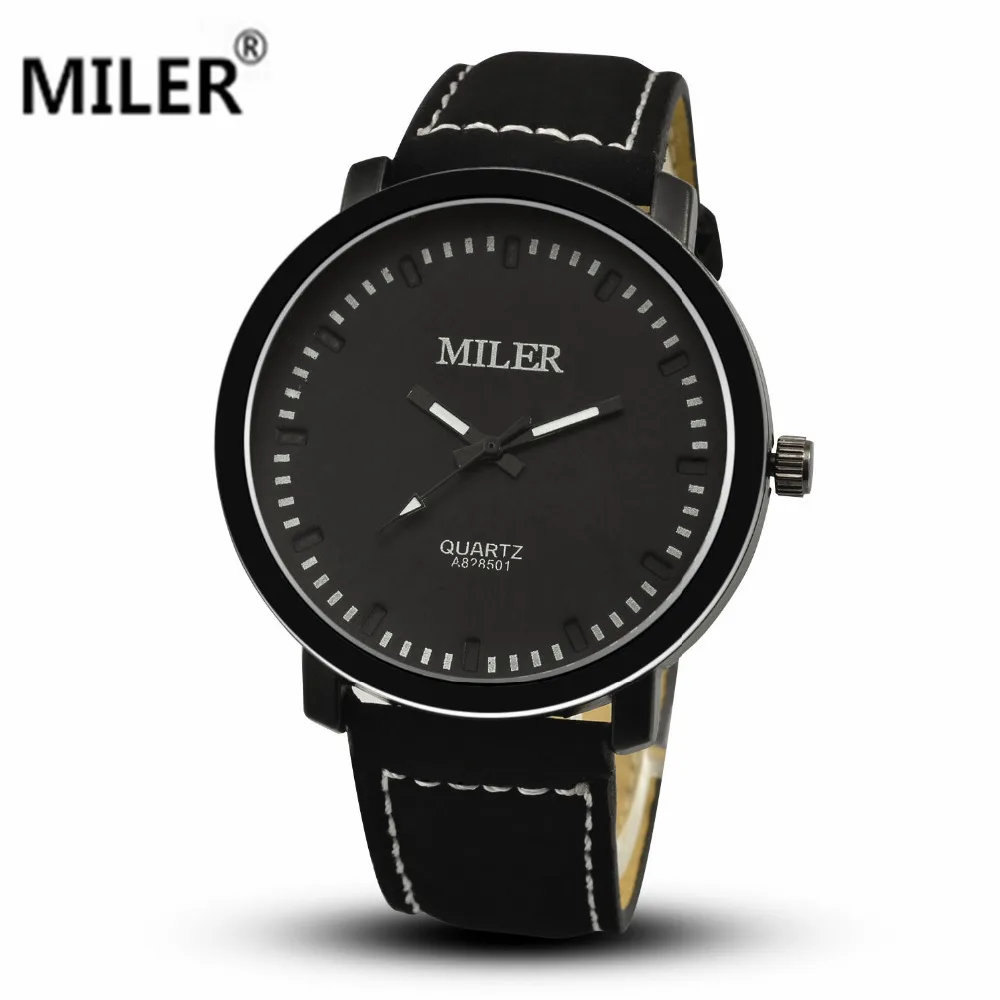 Новые мужские часы Miler из искусственной кожи спортивные военные кварцевые модные