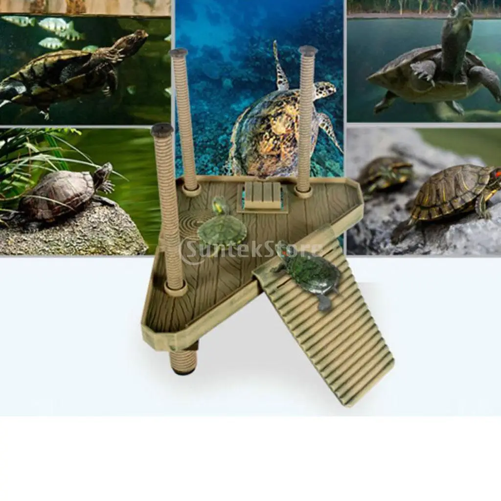 

Reptile Terrarium Vivarium Ornament Tortoise Basking Ladder Platform Dock