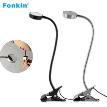 

Fonkin Usb LED Book Light Clip Table Lamp Dimmable With Mirror Gooseneck Reading Lamp Study Desktop Desk Lamp 5DV 3W Aluminum