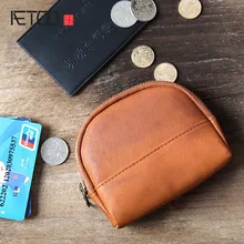 AETOO оригинальная ручная монета маленькая легкая сумка кожаный кошелек мужской кошелек на молнии Кошелек короткий кожаный зажим с гравировкой