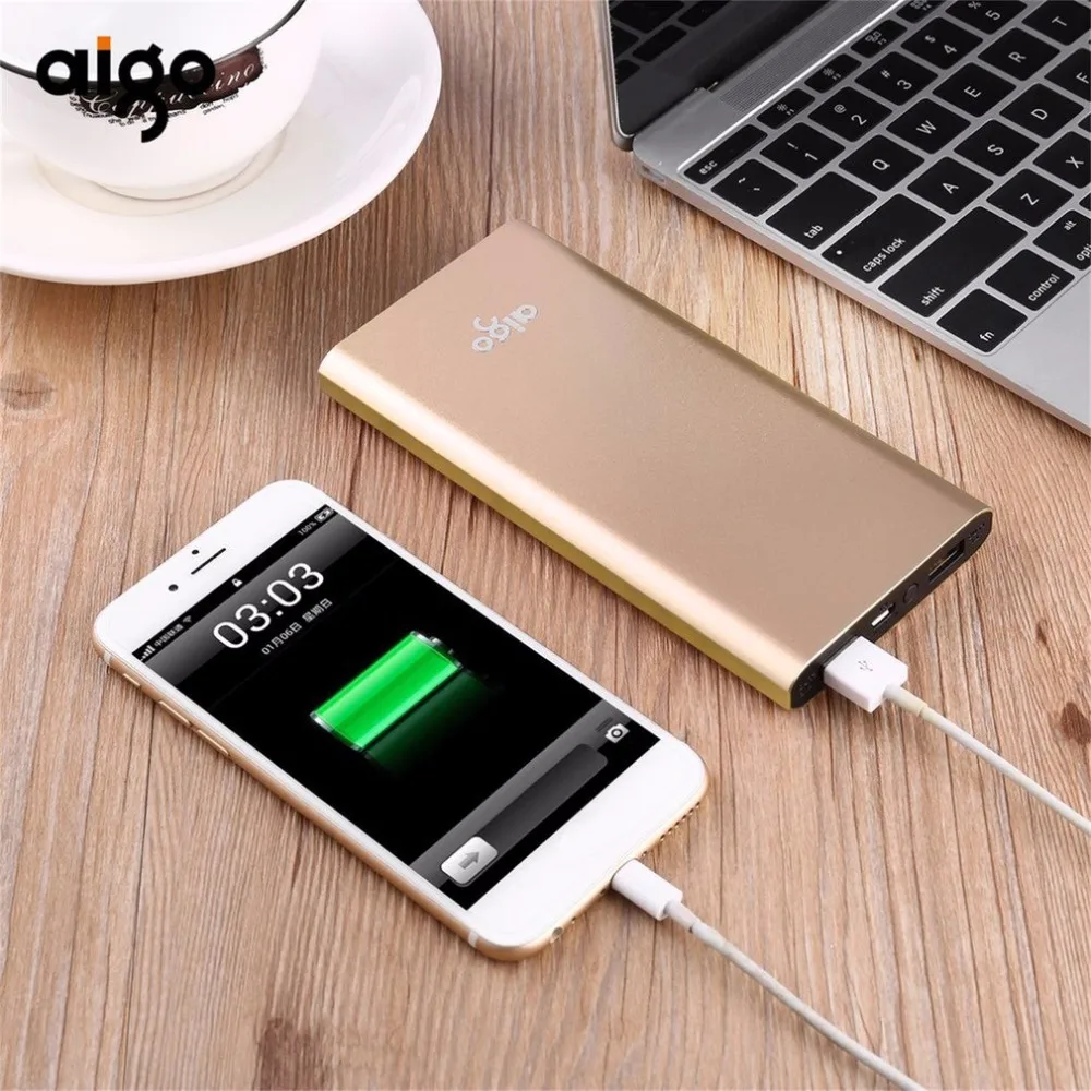 baratas Aigo 10000 mah Portátil Power Bank Carregador de Bateria Externa de Backup para Smartphones Tablet PC Dupla Saída USB