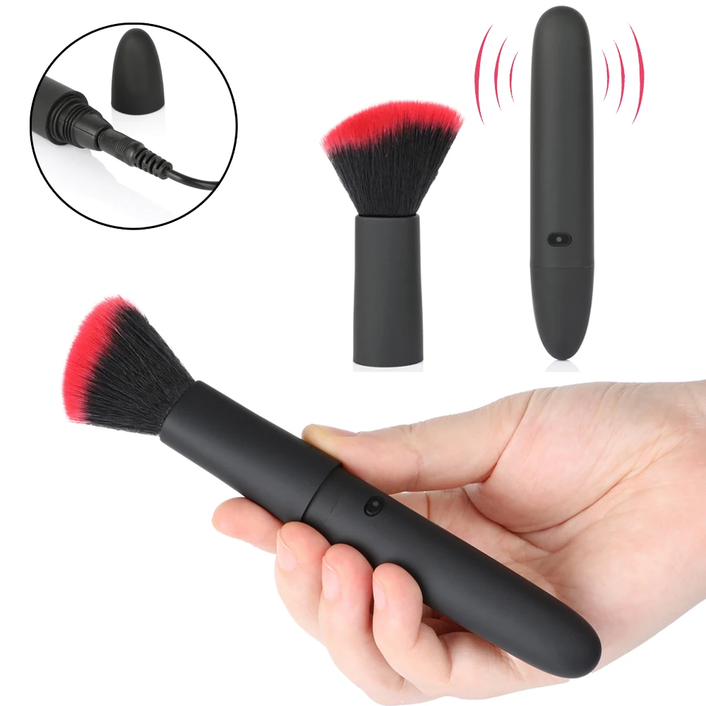 

10 Speeds Vibrating Makeup Brush Vibrator Charging Clit Tease Clitoris Stimulator Bullet Vibrator Sex Toys Masturbator For Women