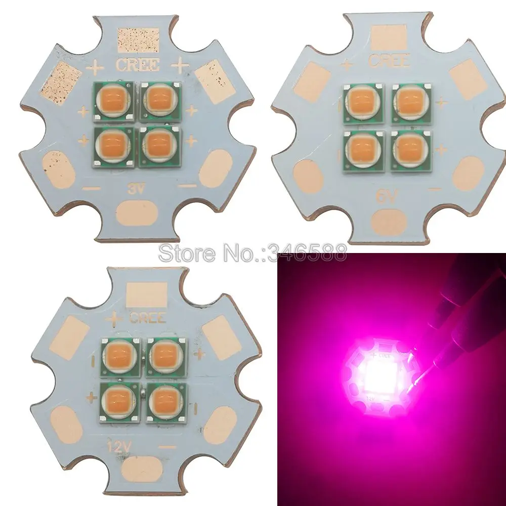 

5pcs 3V / 6V / 12V Epileds 3535 4LEDs 4Chips 4-18W High Power LED Emitter 380nm - 840nm Full Spectrum with 20mm Copper PCB