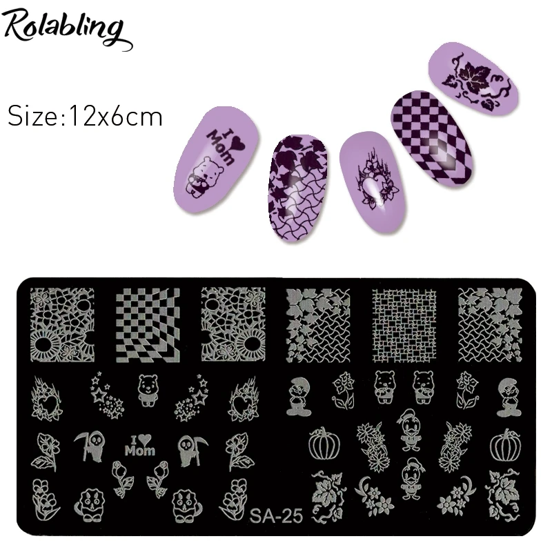 rolabling new arrival 1pc nail art stencils stamping