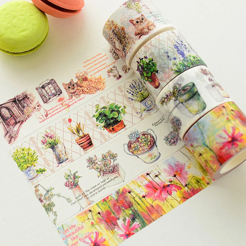

Beautiful 3cm*10m Color Flower and Plant Washi Tape /Box packing/ Adhesive Tape DIY Scrapbooking Sticker Masking Tape