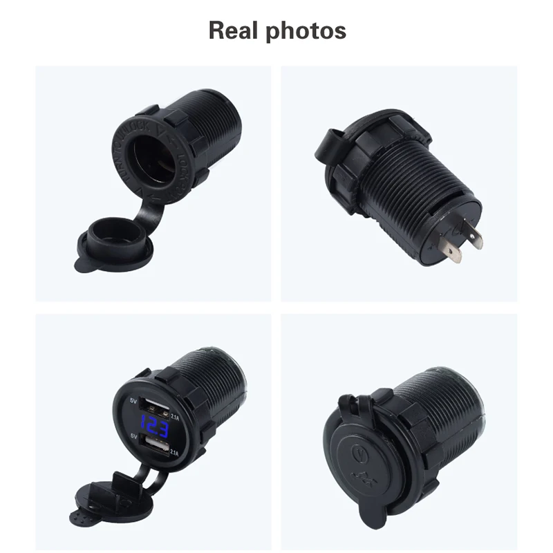 12 V/24 V автомобиль Зарядное устройство мотоцикл Plug Dual USB адаптер + гнездо для