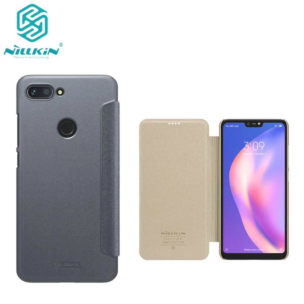 Для Xiaomi Mi 8 Lite флип чехол NILLKIN Sparkle серии пластиковый PU кожаный для откидная крышка