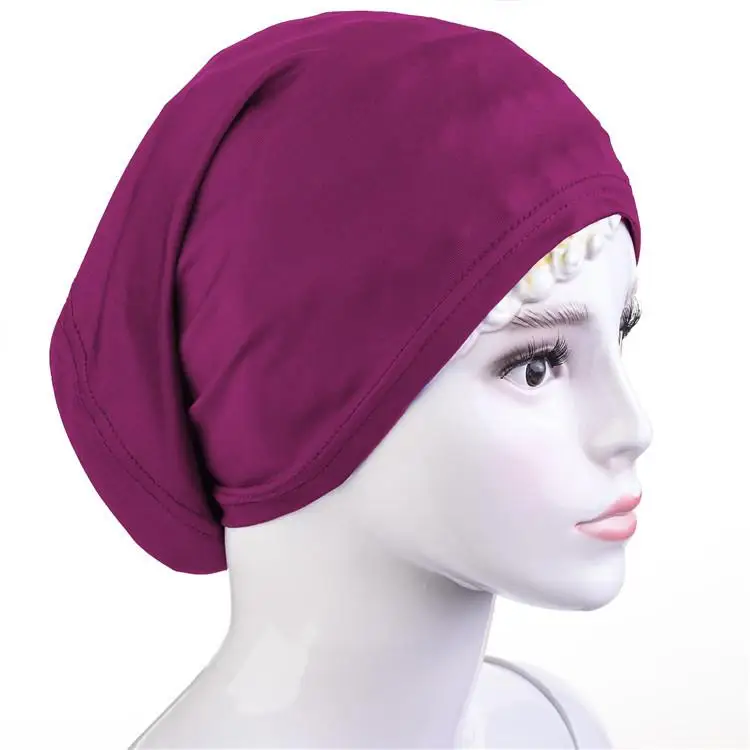16 Purple red Для женщин Исламская под шарфом мусульманский тюрбан трубки плотная капот внутренняя Кепки Amira головка Обёрточная бумага выпадения Волос Кепка chemo шапочки Skullies мода - Цвет: 16 Purple red
