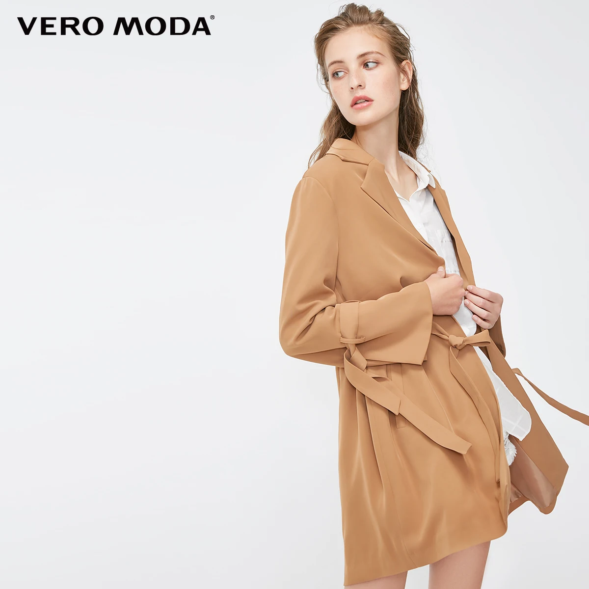 Vero Moda новая плиссированная кружевная планка в длинном чистом тренчкоте ветровка куртка | 318317507 - Цвет: Caramel camel s