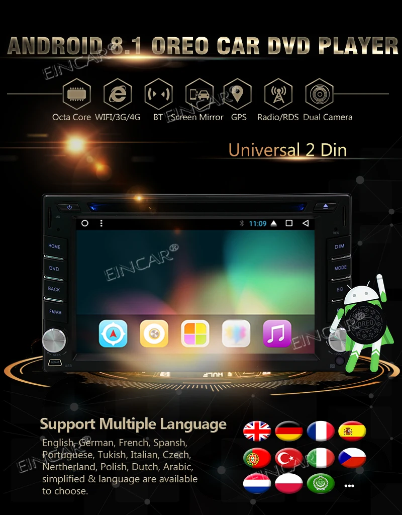 Discount in Dash Car Stereo  DVD Radio Video Player Cam-in Wifi GPS Sat Navigation Mirror Link Autoradio Bluetooth Capacitive Touchscreen 1