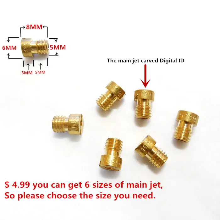 

(6 main jet $ 4.99) Keihin carburetor CVK PE PZ main injectors Nozzle CB CG GY6 motorcycle engine Main nozzle