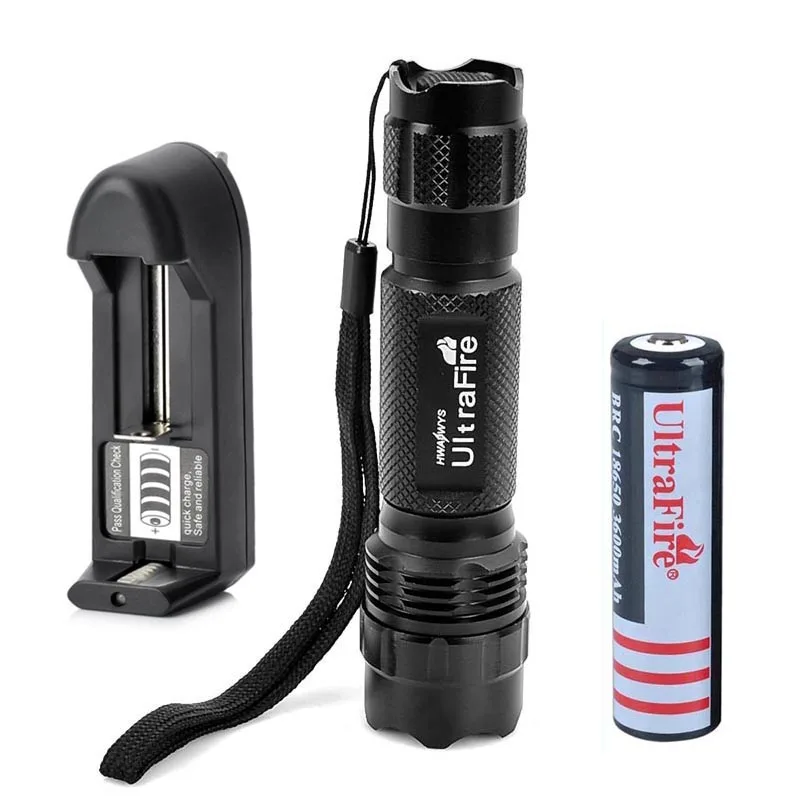 960lm 5 Mode White Light Lanterna Com Zoom T6 LED Lanterna LED Torch Lamp Lanterna w/1x18650 Bateria + Carregador DA UE