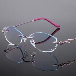 Алмазные Для женщин очки Безрамное очки близорукость дальнозоркость излучения доказательство очки Индивидуальные прогрессивных