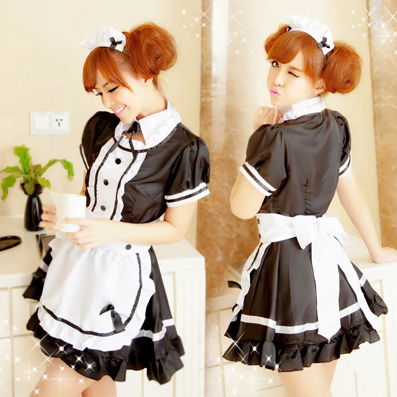 

Sexy Sweet Gothic Lolita Dress French Maid Costume Anime Cosplay Sissy Maid Uniform Halloween Costumes For Women C003