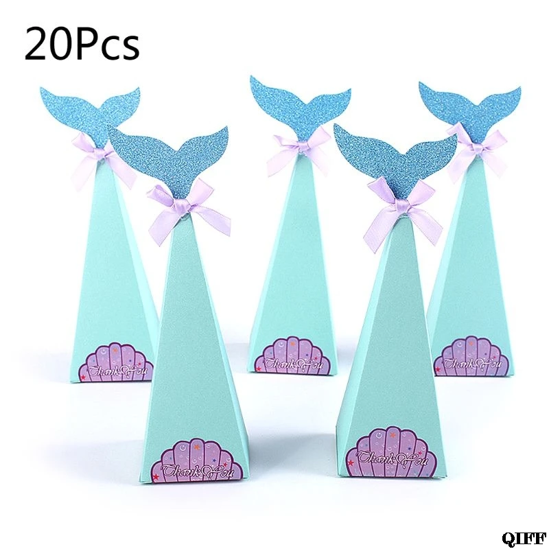 

20Pcs/Set Fish Mermaid FishShell Sticker Bowknot Candy Box Birthday Party Gift Decorative Packaging Supply JUN05