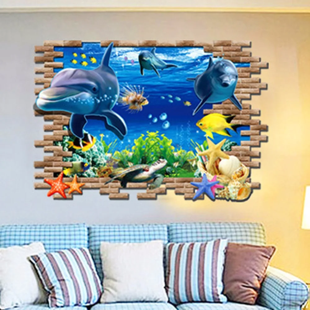 % bathroom kitchen wall sticker home decor stickers dolphin fish aquarium ocean decorative decal mural carton kids room % bathroom kitchen wall sticker home decor stickers dolphin fish aquarium ocean decorative decal mural carton kids room