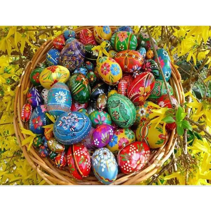 

Floral Easter Egg With Basket 5D DIY Full Diamond Painting Embroidery Drill Mosaic Needlework Cross Craft Stitch Kit Home Decor