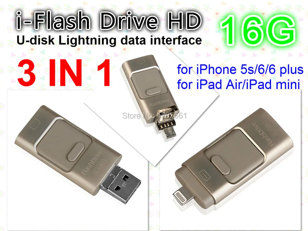 Full Metal Thinnest Iflash Drive 16g Micro Usb 3 In1 Pen Drive/otg Usb