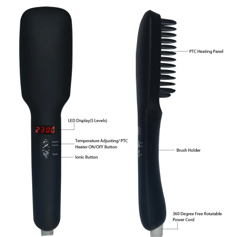 Alisador de Cabelo Elétrica Ionic Plana Escova Rápido Aquecimento Alisador Pente Varinha Cerâmica Ferro Penteado Seda Suave Ferramenta