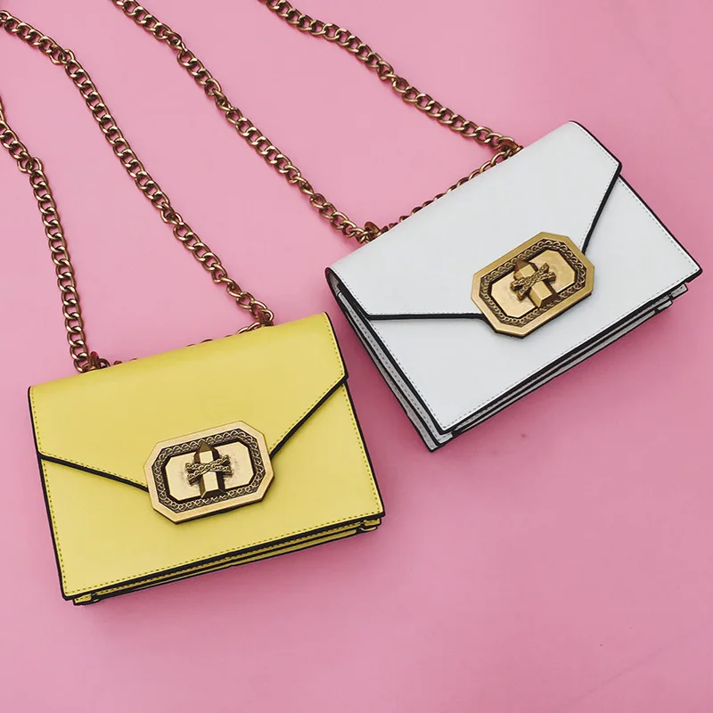 

2017 Spring Summer New Hot Fashion Women Female Casual Chains Simple Cover Hasp Solid Color Shoulder Bags Messenger Bag Handbags