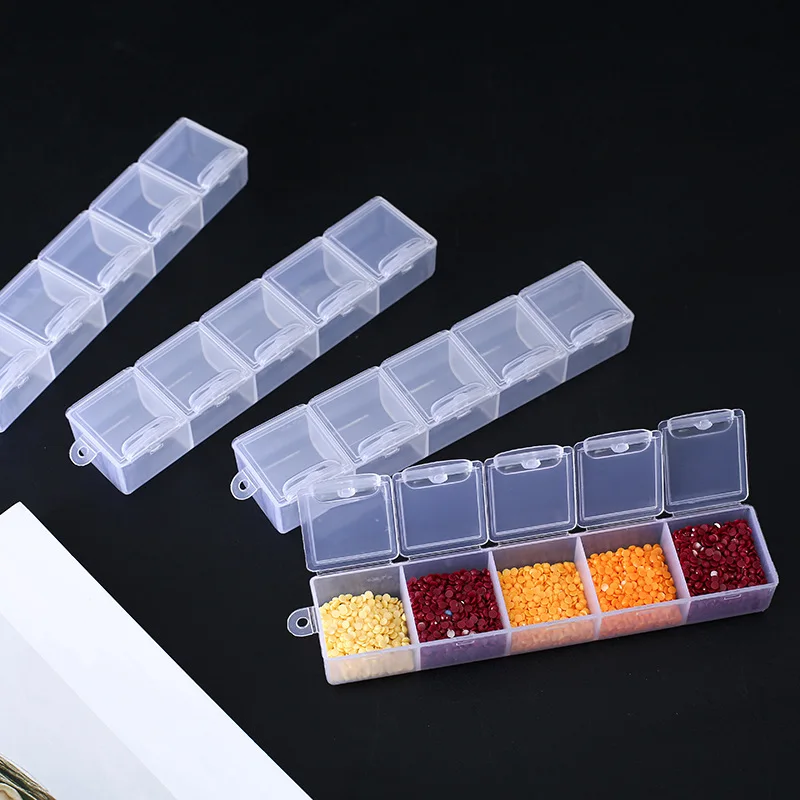 

4pcs 5 Slots Diamond Painting kits Plastic Storage Box Nail Art Rhinestone Tools Beads Storage Box Case Organizer Holder kit