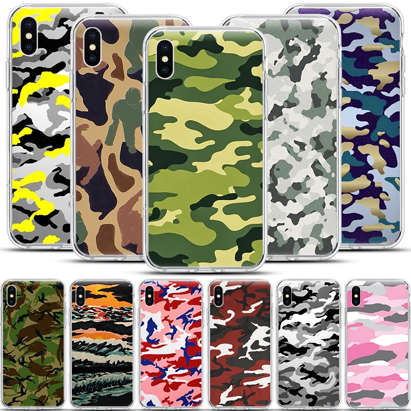 

army camo Camouflage phone Case for iphone XSMax X XR XS SOFT TPU cases for iphone 7 7plus 6 6splus 8 8plus 5s se cover