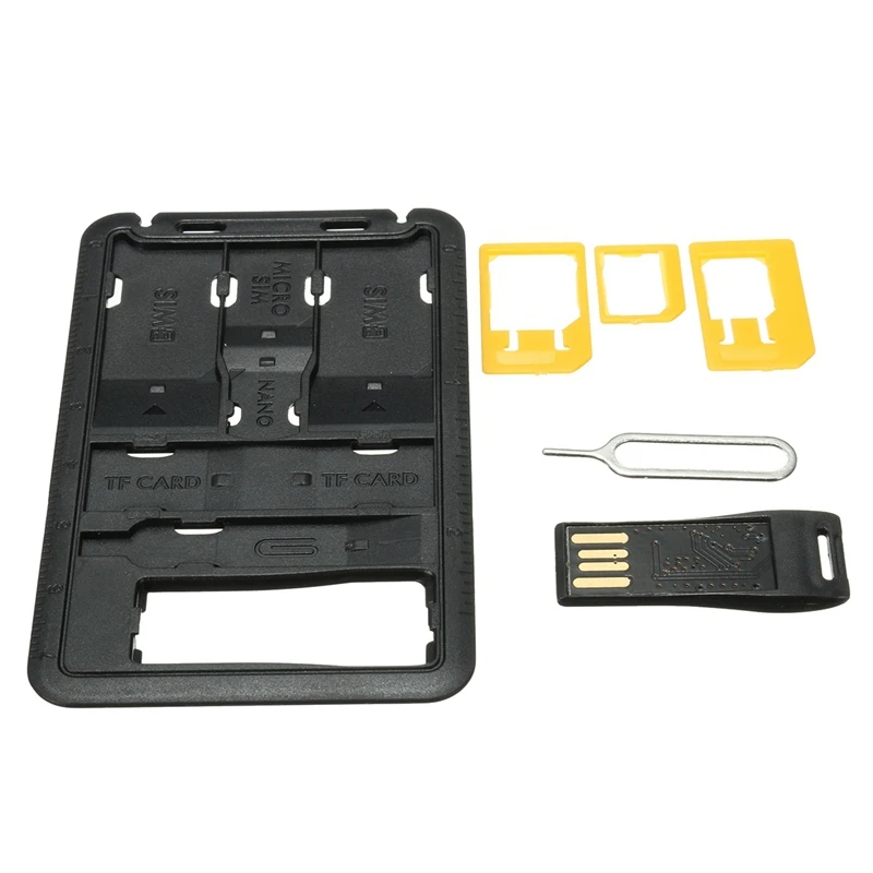 

5 in 1 Portable Mini SIM Card Holder Storage Case Kits For Nano Micro SIM Card Adapter Memory Card Reader Case Cover Connector