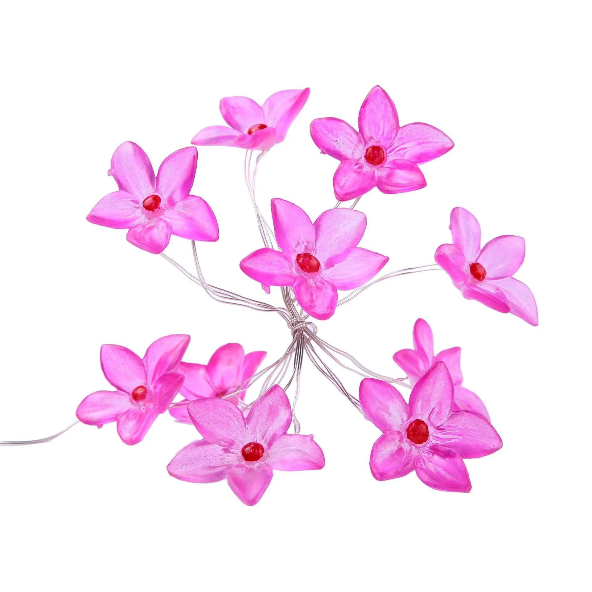 20 Led morado Lily de alambre de cobre Alambre de batería operado luces de cadena de 2 m LED decoración de Navidad guirnalda en la ventana año Nuevo