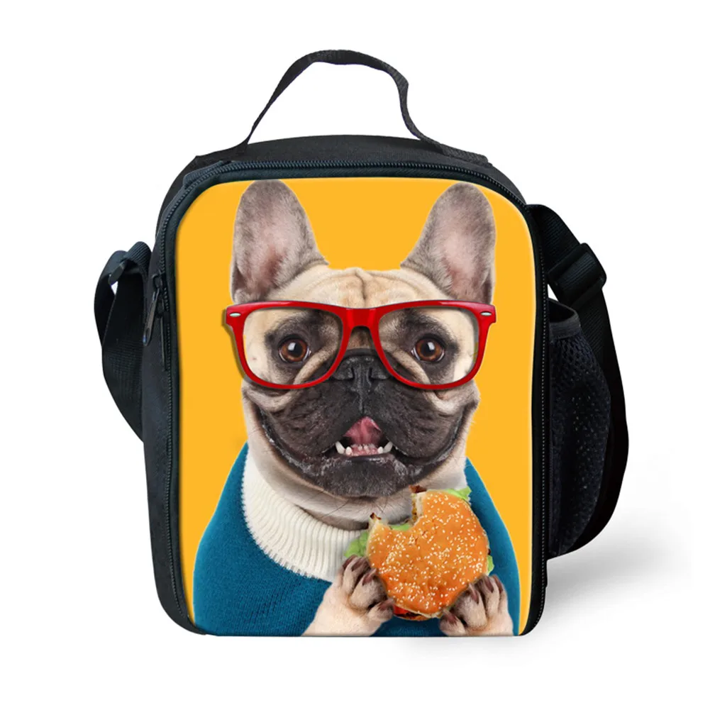 Funny Bullldog School Insulated Lunch Bags Students Animals Reusable