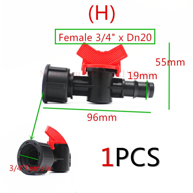 1 шт. Dn16* 1/" Dn20* 1/2" резьбовой клапан колючки мини-клапан для трубопровода LDPE микро приспособления для капельного орошения для полива садовой лужайки - Цвет: H