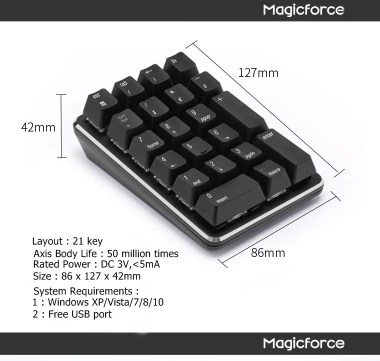 Все новые Magicforce Smart 21 ключ 2,4G Беспроводная Механическая цифровая клавиатура ноутбук, настольный компьютер, беспроводная клавиатура