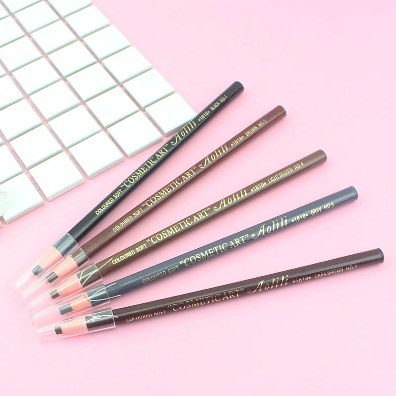 

AOLILI 1Pcs Eyebrow Pencil 5 Colors Waterproof Long Lasting Microblading Eyebrow Tattoo Pen Eye Brow Liner Makeup Tools