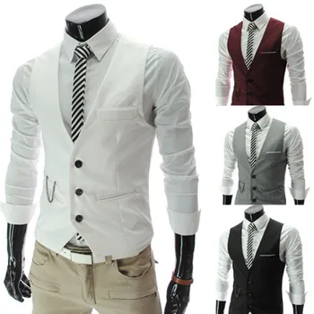 

Autumn men's V-neck vest Business formal vest vest fashion simple solid color men's suit vest