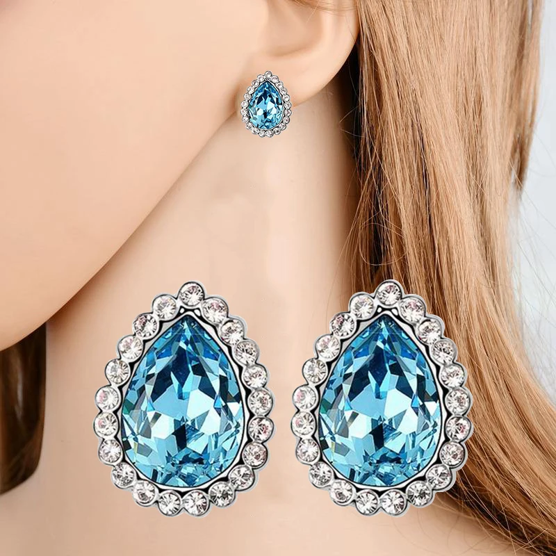 

Trendy Simple Water Drop Crystal Stud Earrings For Women Fashion Rhinestone Earring Classic Romantic Party Jewelry Brincos