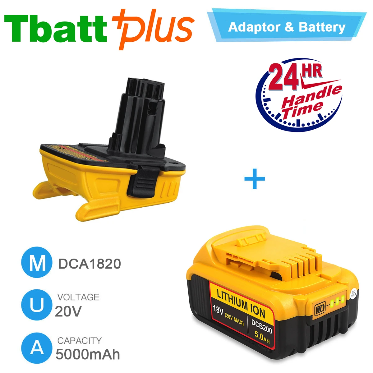 

DCA1820 For Dewalt 10.8V 12V 18V 20V Battery Adapter & Dewalt DCB204-2 20V 20 Volt Battery Max XR 5.0Ah DCB205