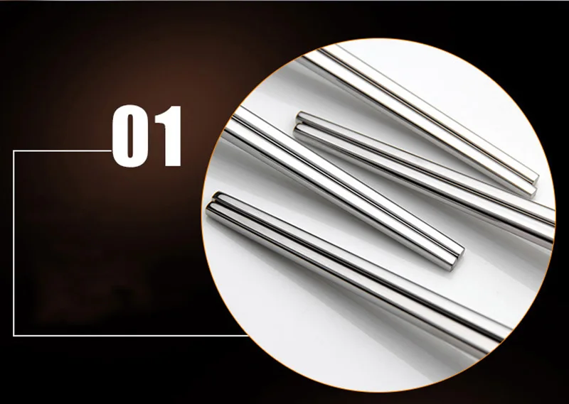 JANKNG 5 пар качественные противоскользящие 304 нержавеющая сталь Палочки для еды квадратный сплав металл Chop Stick экологически чистый набор посуды