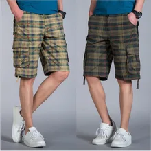 Летние мужские шорты Модные клетчатые шорты Homme бермуды повседневные камуфляжные шорты больших размеров мужские военные шорты Мужская Рабочая одежда