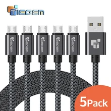 5 шт. в упаковке, Micro USB кабель TIEGEM 2A, быстрое зарядное устройство, USB кабель для передачи данных, зарядный кабель для мобильного телефона, кабель для samsung, Xiaomi, huawei, Android