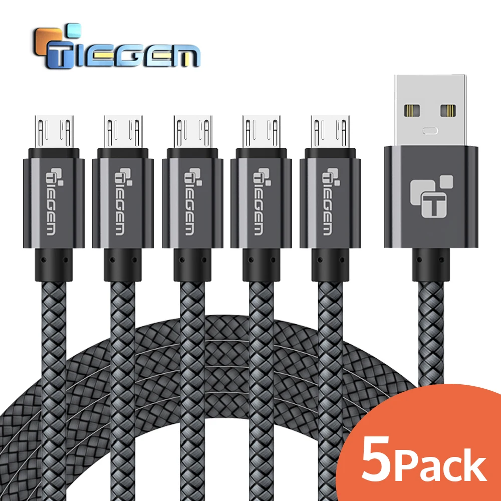 5 шт./упаковка кабель Micro USB TIEGEM 2A быстрая зарядка для передачи данных мобильный