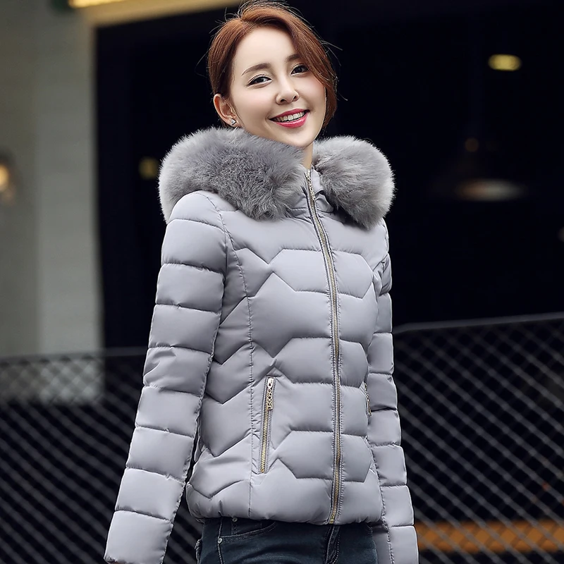 

SNOW PINNACLE Winter Jacket Women Casual Warm Thicken Big Fur Hooded short Parkas Coat Slim Cold outwear clothing