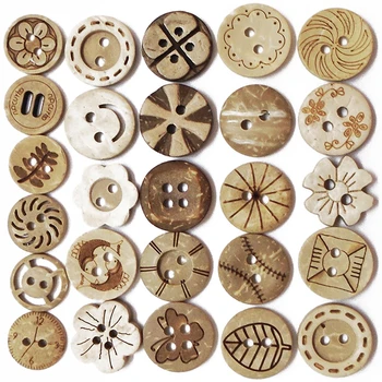 

ZIEENE 300PCs 500PCs 1000PCs Natural Color Round Laser Coconut Shell Buttons 13mm 15mm Diy Crafts Sewing Scrapbooking Handmade