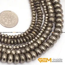 Pirita: Gris Plata de Rondelle Pirita Bolas de Piedra Natural DIY Cuentas Para La Joyería Strand 15 “Al Por Mayor!